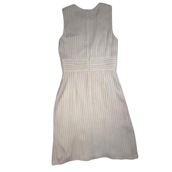 Lyn Devon Gazelle Off-White Sleeveless Inverted Pleat Texture Dress Size 8 - Picture 2 of 16